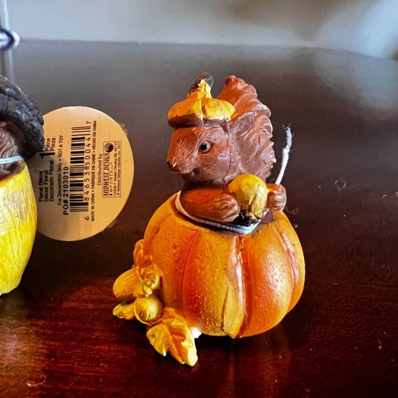 Autumn miniature Squirrel Figurines In Acorn & Pumpkin Design Set Of 4 resin - Picture 5 of 9